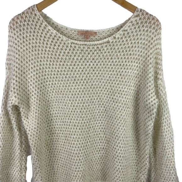 GIBSON Latimer Fuzzy Long Sleeve Sweater White Gold Size Medium - Picture 3 of 10